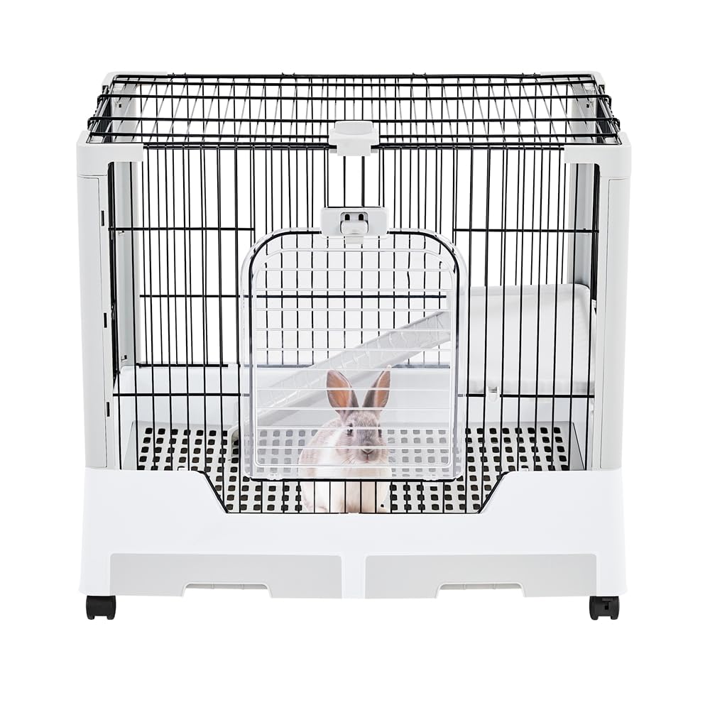 Yaheetech Jaula para Conejos con Ruedas Mueble para Animales pequeños con 2 Bandejas Extraíbles para Roedores Hamster Gris (75,5 cm x 50,5 x 67,5 cm)