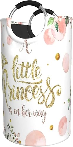 Cesta de ropa plegable duradera para ropa sucia, organizador de ropa sucia, corona dorada, rubor, rosa, floral, princesa, bebé niña disponible en Yaxa Mexico