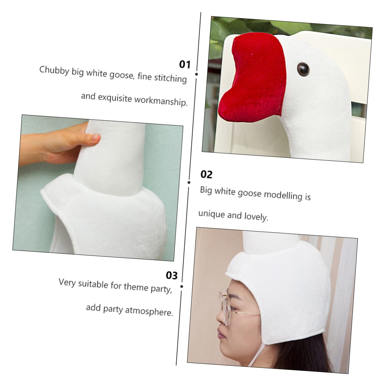 Toyvian Sombrero de Ganso de Peluche Blanco para Fiesta y Cosplay
