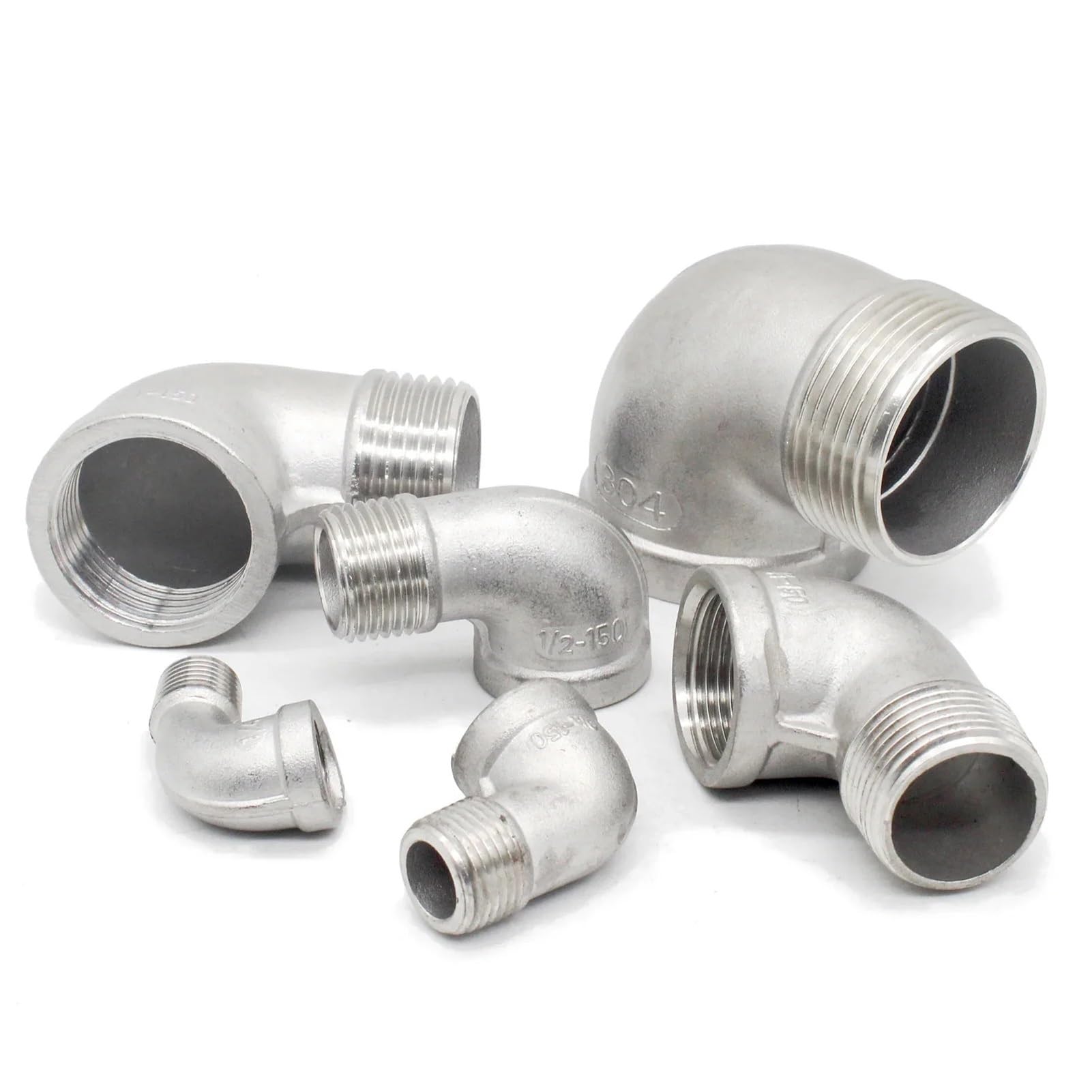 Gomito ad angolo di 90 gradi SS304 maschio x femmina Raccordi per tubi filettati Raccordo filettato a gomito Adattatore 1/4 "3/8" 1/2" 3/4" 1" 1-1/2" (DN50)