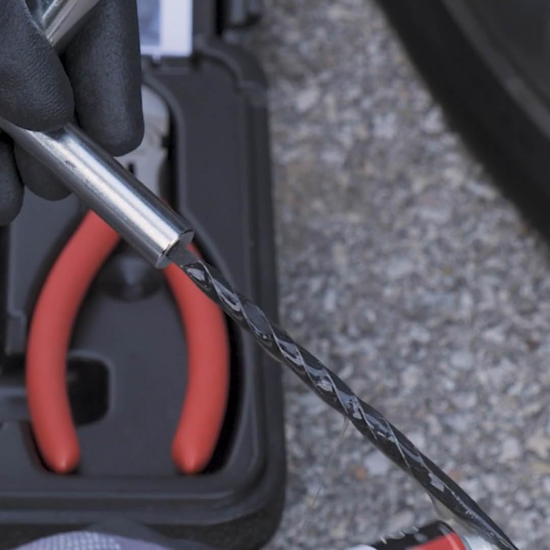 Permacure Emergency Roadside Tire Repair Kit, with Chemical Vulcanizing Fluid and Tools - Includes 10 Nylon-Reinforced, Natural Rubber, Self-Vulcanizing Tire Plugs