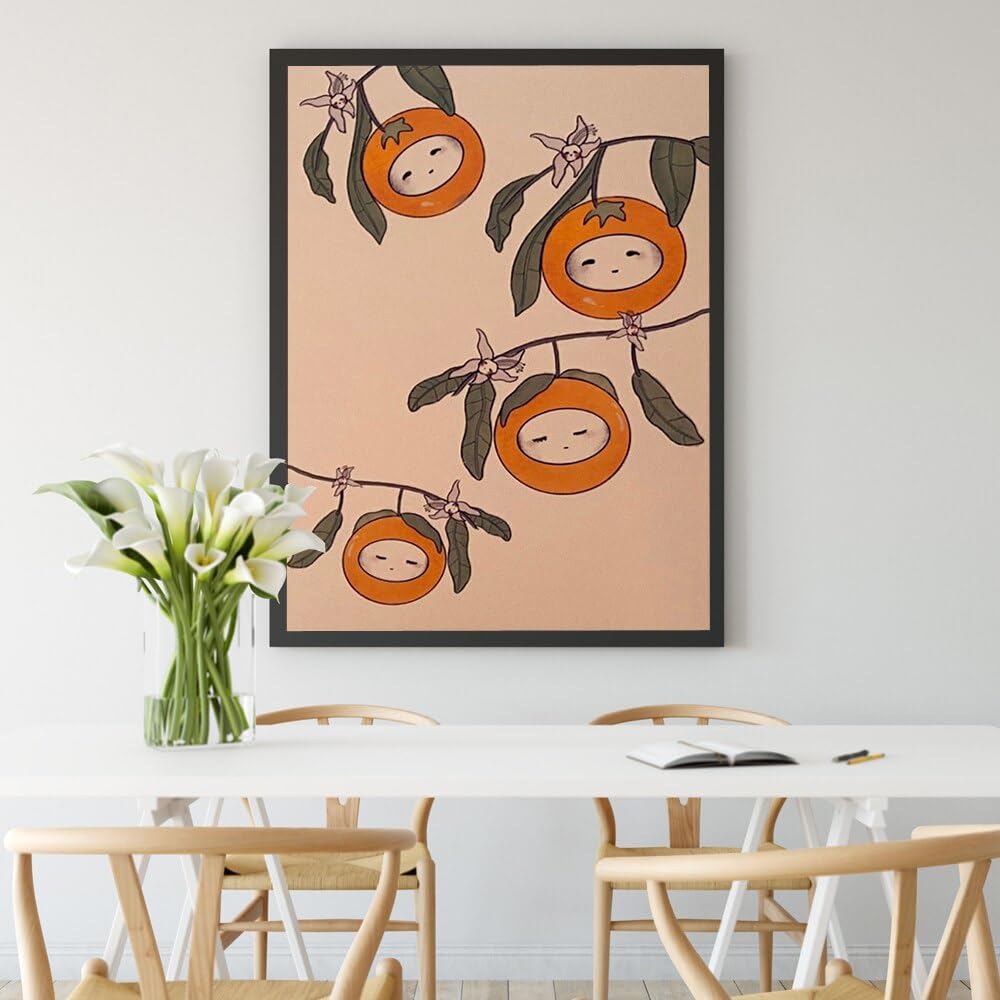 焦げたオレンジ色のアート、キャンバスに描かれた焦げたオレンジ色の