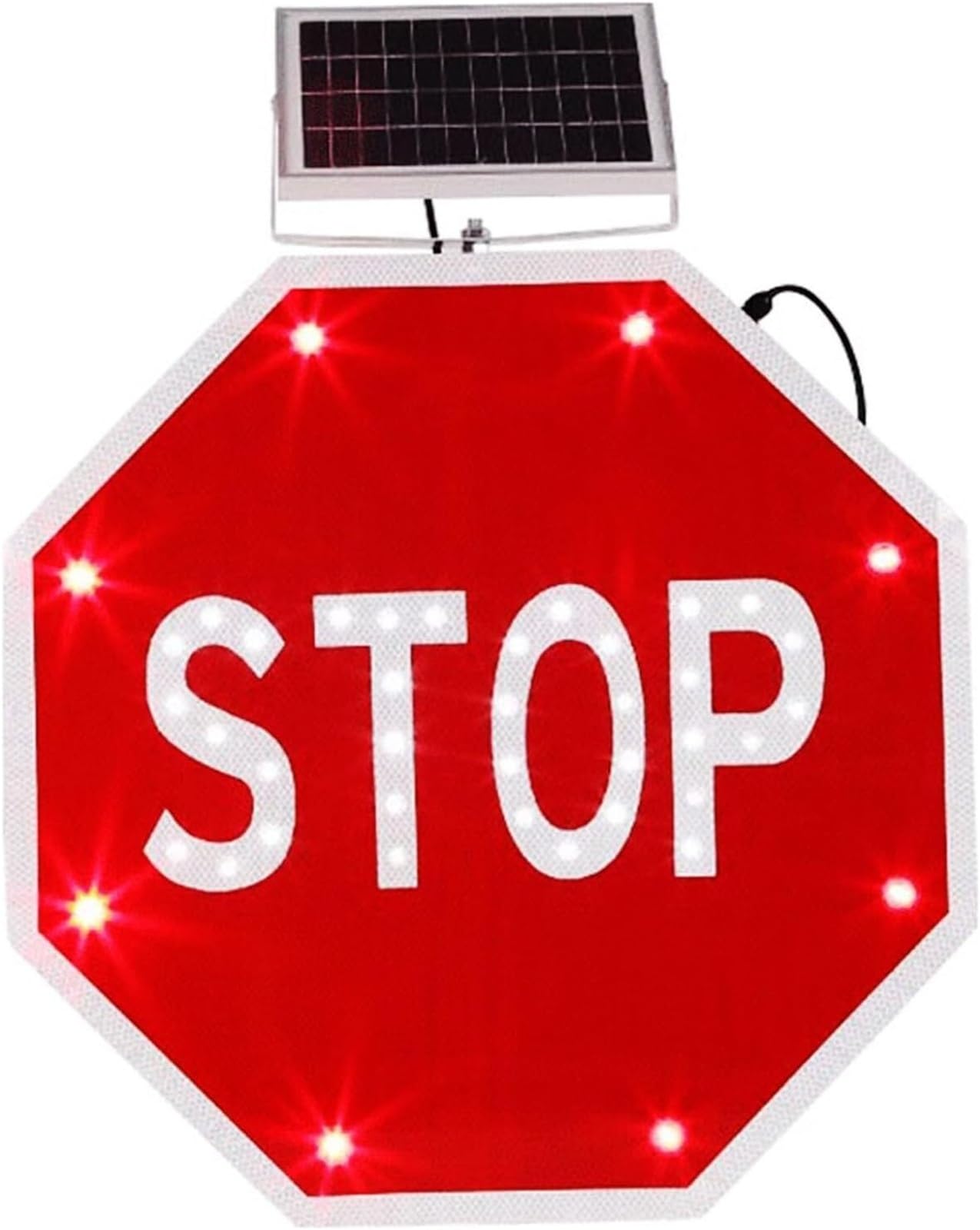 Señal de stop con LED intermitente y energía solar Película reflectante de grado industrial Señal reflectante de advertencia de tráfico vial