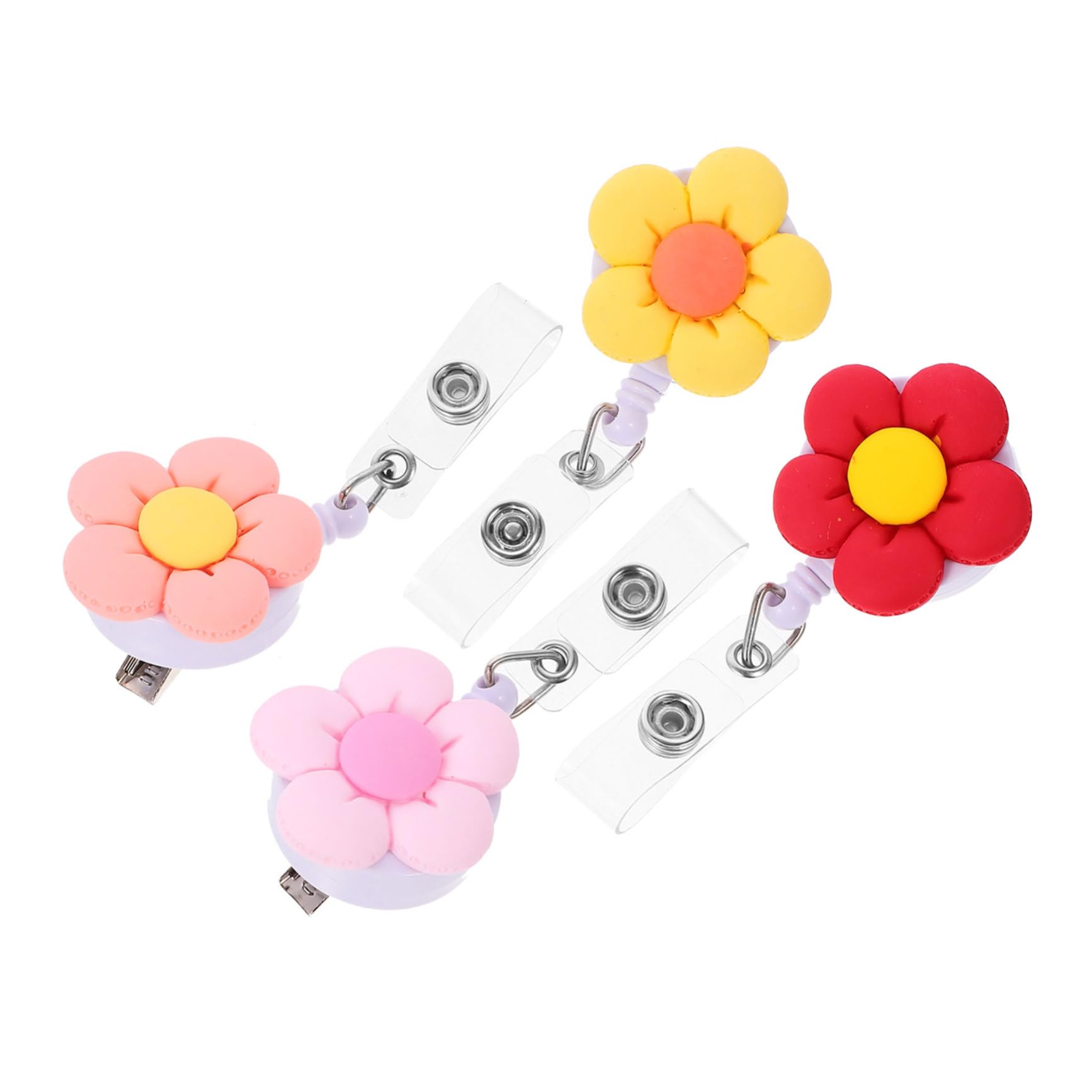 NUOBESTY 16 Pezzi Fiore Fibbia Facile Da Tirare Porta Badge Portatile Clip Per Etichetta Clip Per Badge Dipendente Porta Badge Retrattile Porta Badge Retrattile Porta Badge