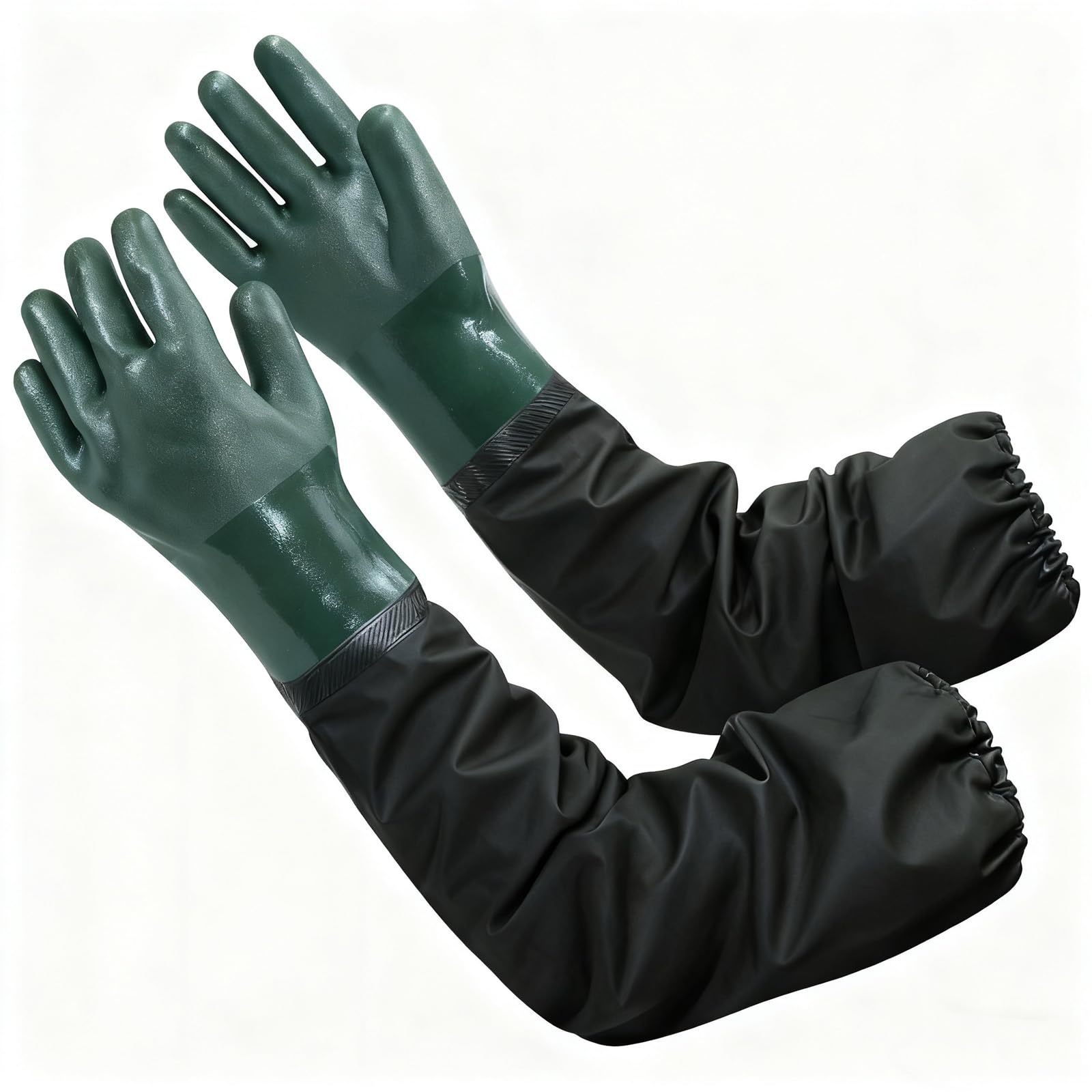 Novastream 27" Pond Gloves, Long Arm Waterproof Gloves, Long Rubber Gloves Elbow Length, Heavy Duty Reusable PVC Long Gloves for Cleaning, Gardening, Fishery, Aquarium, Industry, Chemical Resistant