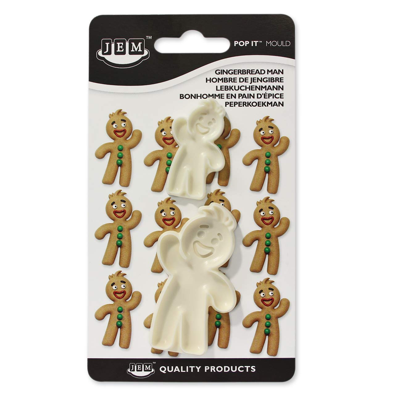 PME 1102EP018 2-Piece Large/Small Pop It Gingerbread Man Shaped Mould for Cake Decorating, Ivory, 1.6 x 9.1 x 16 cm