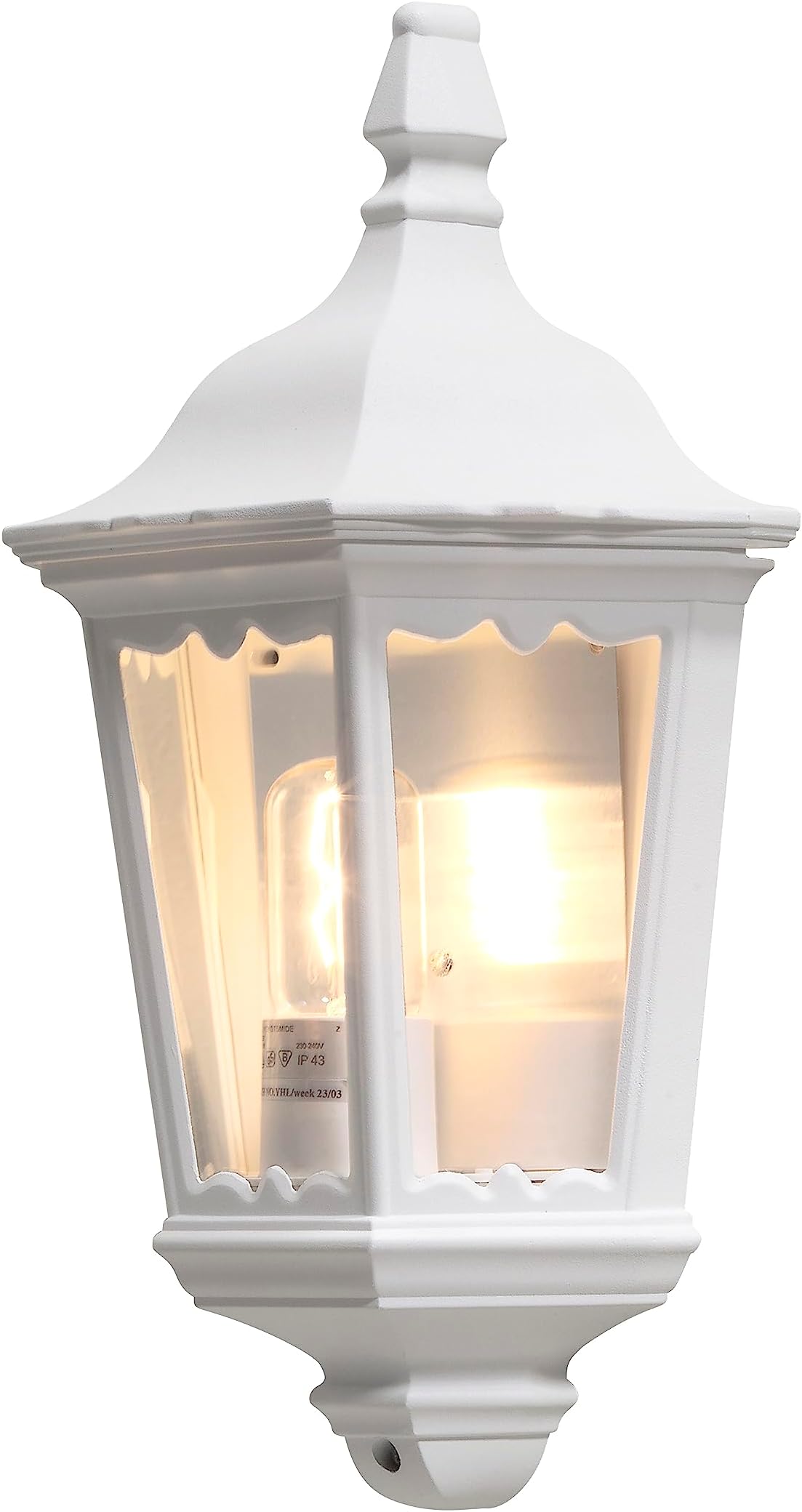 Konstsmide 7229-250 Firenze Flush Outdoor Wall Light / 1 x 100 W E27 Max Wall Lamp / Clear Glass Panels / Aluminium / IP43 / Outside Light Matt White