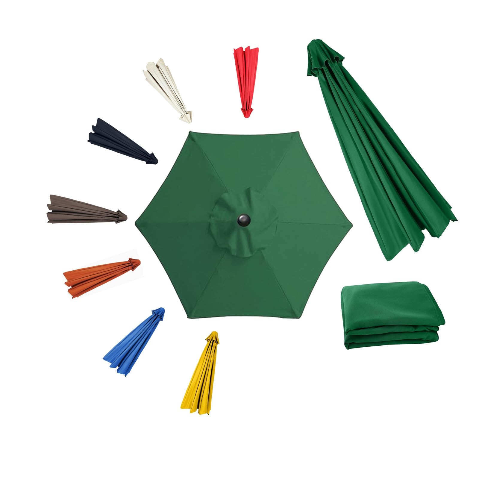 Patio Umbrella Cover Canopy Replacement Top For 6 Ribs, Fade Resistant Tear Resistant Outdoor Table Market Umbrella Canopy Cloth For Lawn Garden