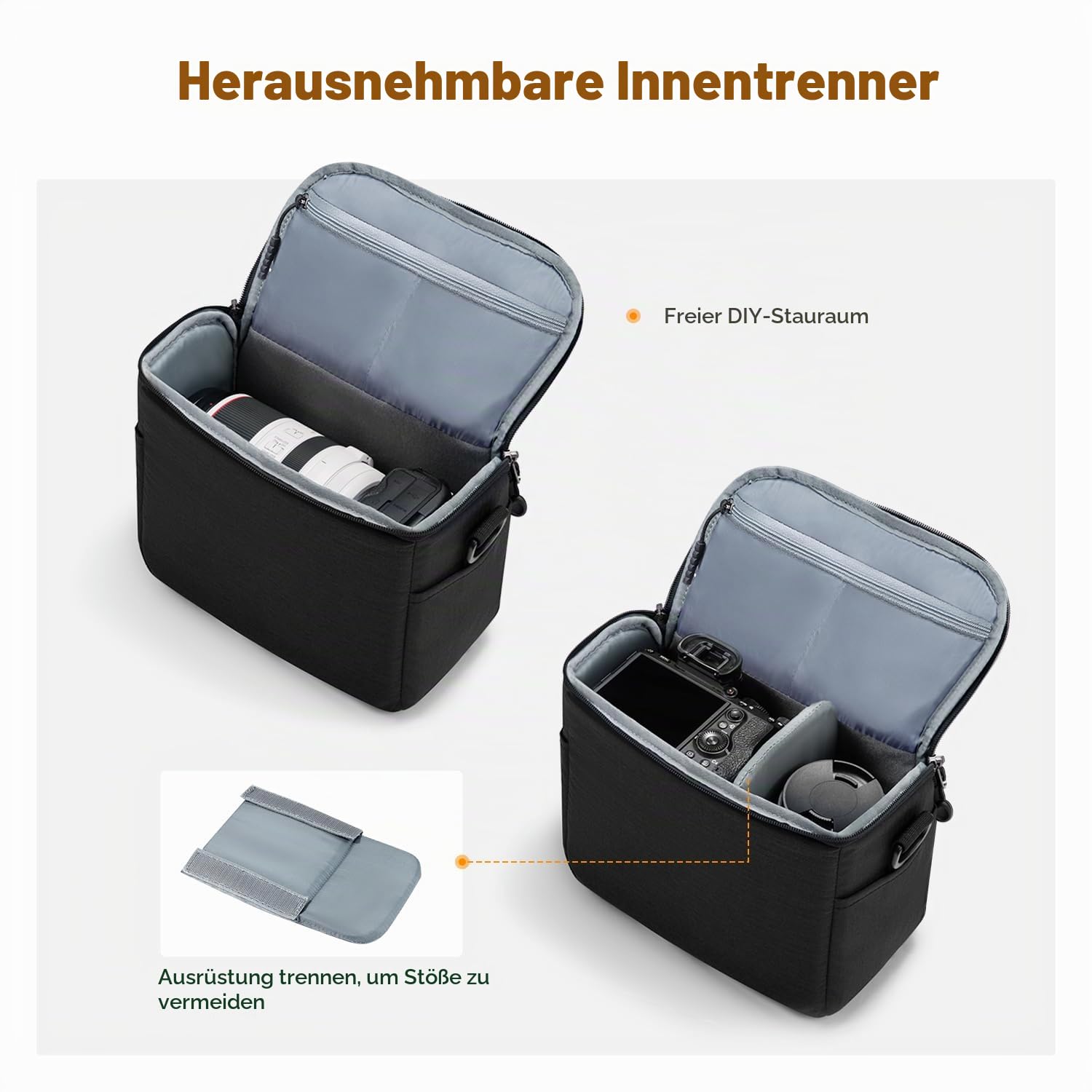 K&F CONCEPT Kamera-Rucksack Kameratasche, SLR-Taschen Umhängetasche, Camera Bag Liner-Tasche, Fototasche für Fotografen Geeignet für den täglichen Gebrauch