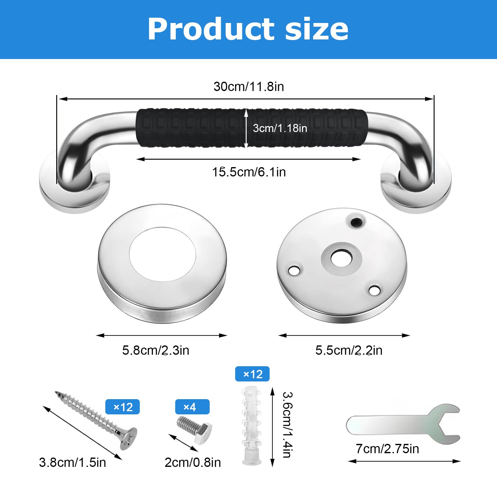 2 Pezzi Maniglione Doccia Anziani, Maniglione Bagno Disabili, Inox 304 Maniglia Doccia, Antiscivolo Maniglie Doccia Per Bambini, Adatta Per Anziani, Gravida, Bambini è Facile Da Pulire