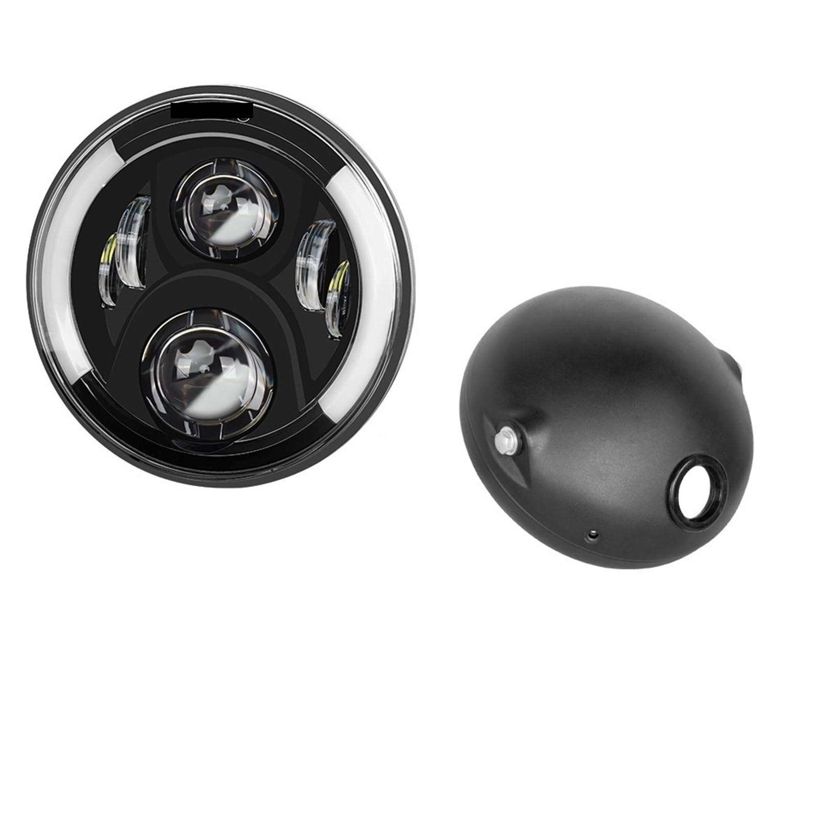 Dirt Bike przednie światła Reflektory motocyklowe 7,5-calowy LED Retro Bucket Zmodyfikowany reflektor motocyklowy Hi/Lo Beam DRL Matowa czarna obudowa reflektora ze wspornikiem