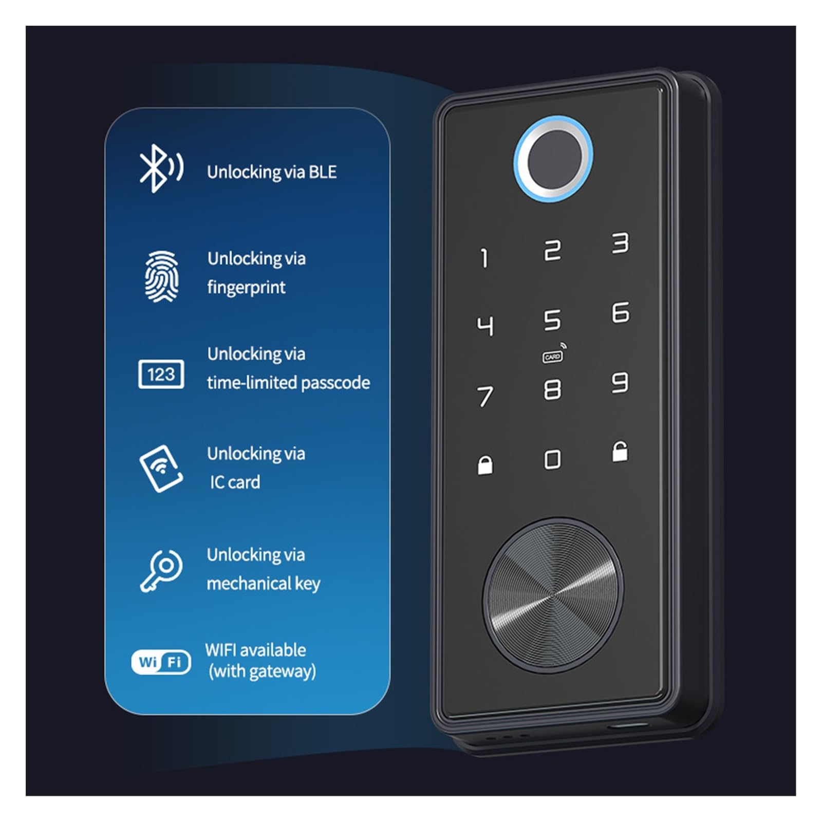 Serratura Smart, Black TT Lock Deadbolt TTlock APP Door Lock Smart Card Electronic For Security Mortise Smart Home(T1 and G2 Gateway)