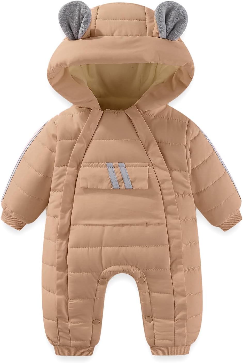 JiAmy Baby Snowsuit Baby Bear Hooded Winter Outfit Double Girl Boy Zipper Winter Clothes Romper