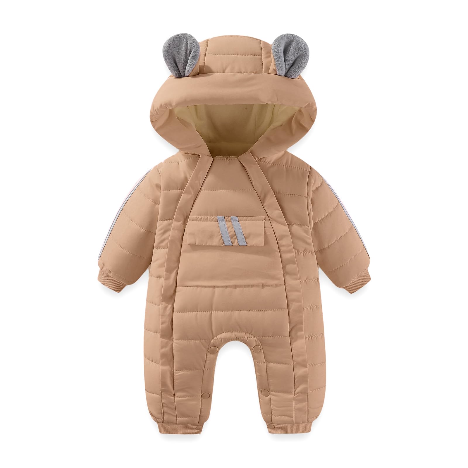 JiAmy Combinaison de Neige pour Bébé Garçons Filles, Barboteuse hiver Double fermeture éclair Grenouillère à Capuche Chaud Tout-petit pour 3-24 mois
