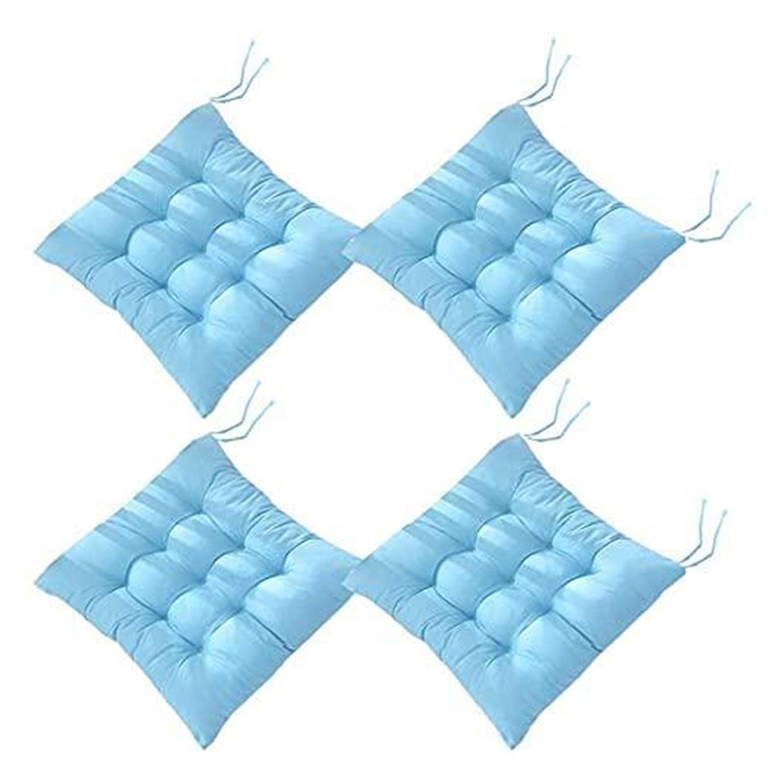 FFKL 4 PCS Soft Chair Pads, Chair Seat Pads,Chair Cushions Dining Room For Indoor Outdoor Garden Patio Kitchen Office Chairs,Blue-40x40cm