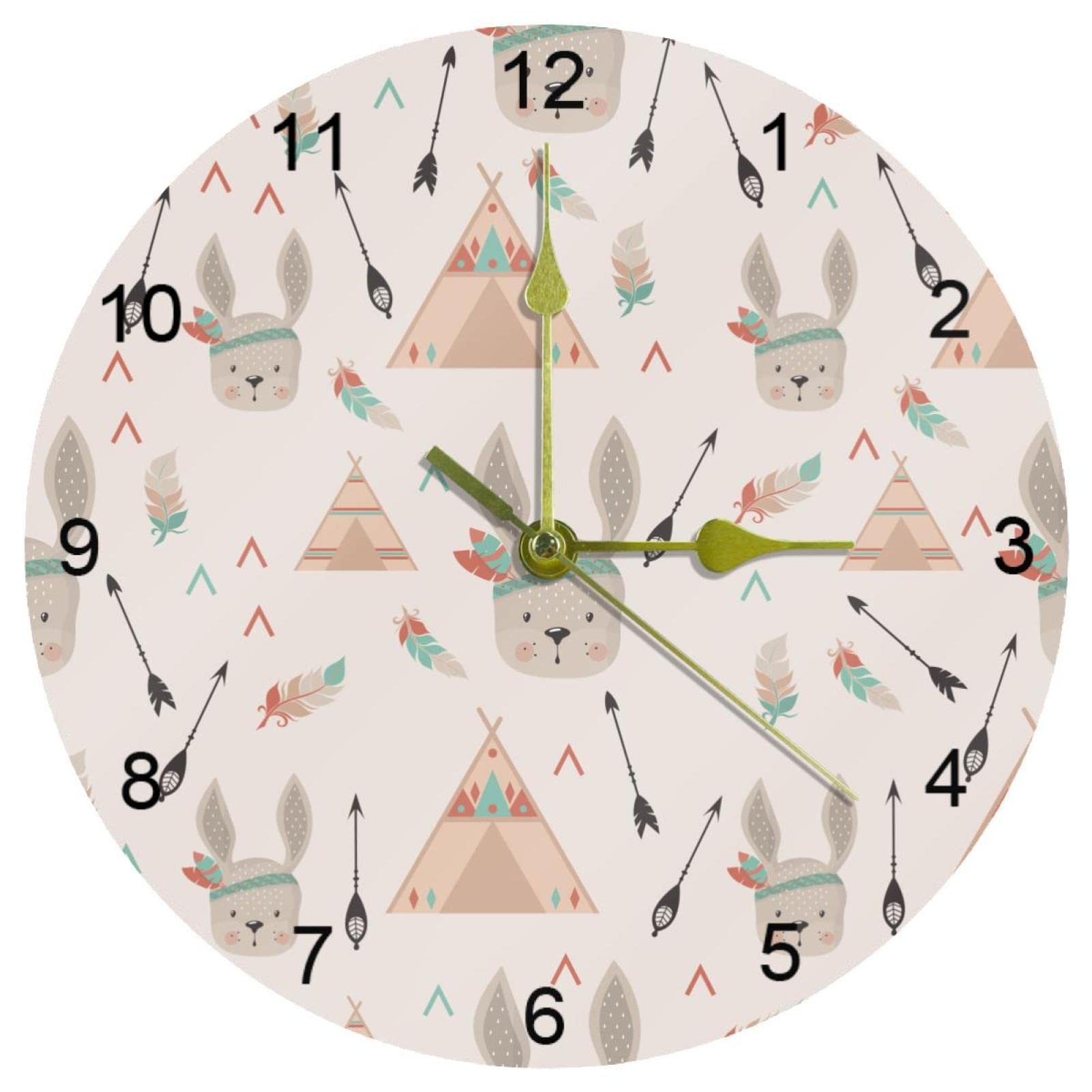 Horloge murale lapin indien 25,4 cm chiffres arabes décoration ronde