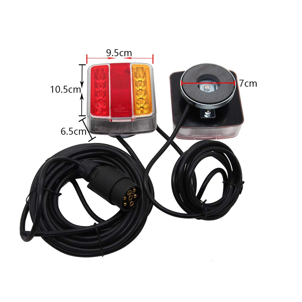 LED Kit Fanale Posteriore Rimorchio Magnetico, 12v Impermeabile Led Coda Freno Spia Arresto Luce Targa, Con Magnete Fanale Posteriore Cavo 7,5m E Spina 7 Poli, Per Caravan/RV/Rimorchio(10 LED)