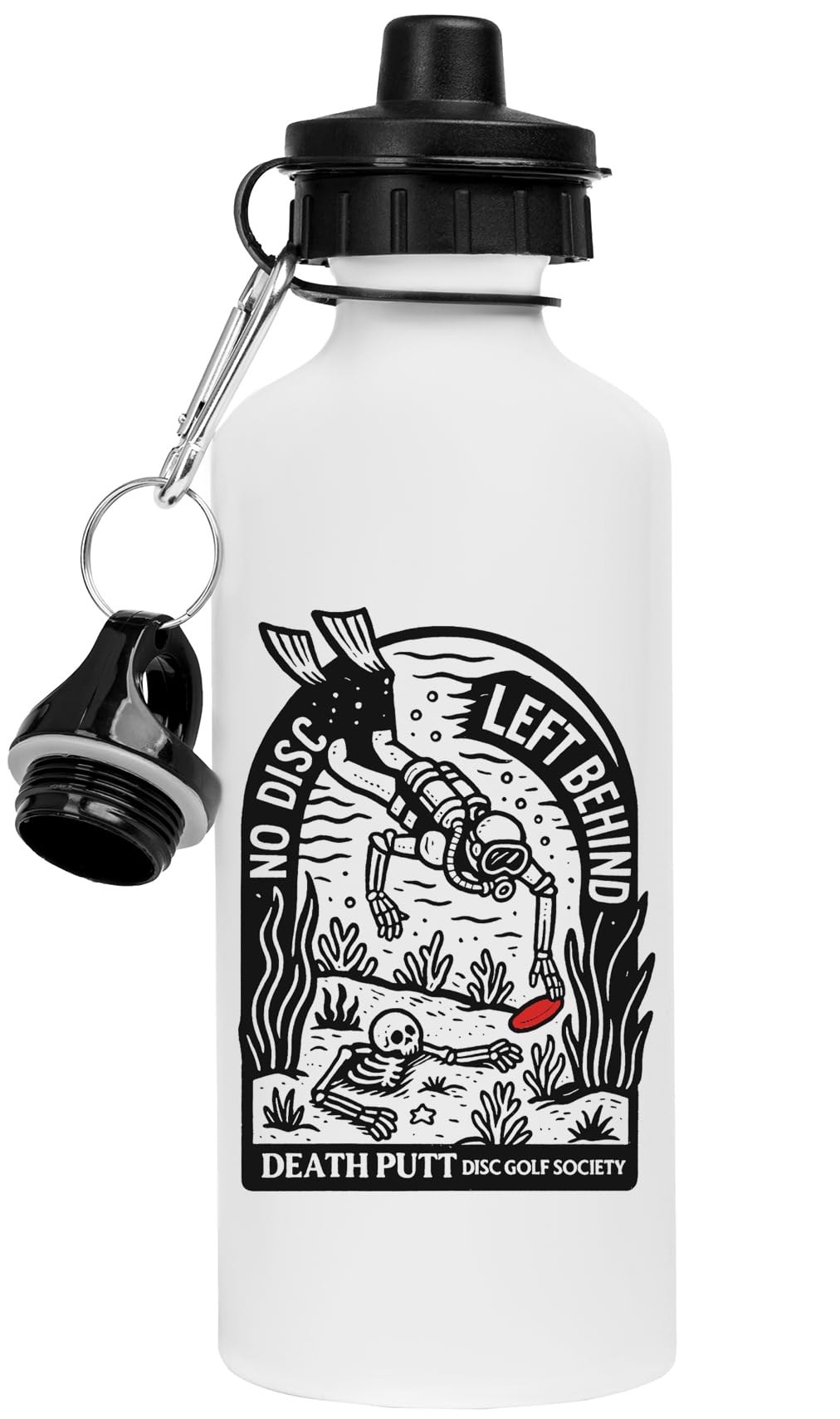 Bouteille blanche Disc Golf inox et tasse blanche céramique pour boisson chaude