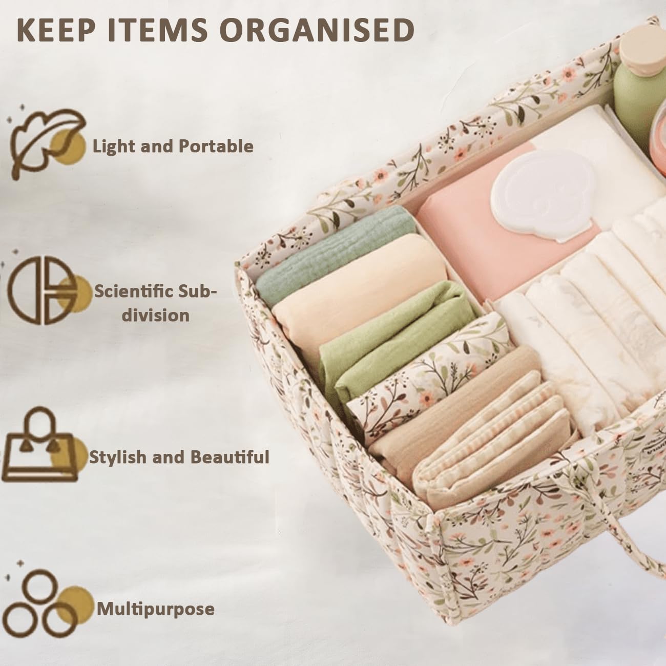 ZHUIYIWIN Nappy Caddy Organiser, Nursery Storage, Newborn Essentials for Diaper Caddy with Detachable Compartments - Image 3