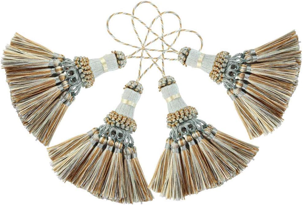 BEL AVENIR Elegant Polyester Tassel Handmade Colorful Craft Tassels Charms for Key Chain Straps DIY Accessories (Blue, 4 Pack)