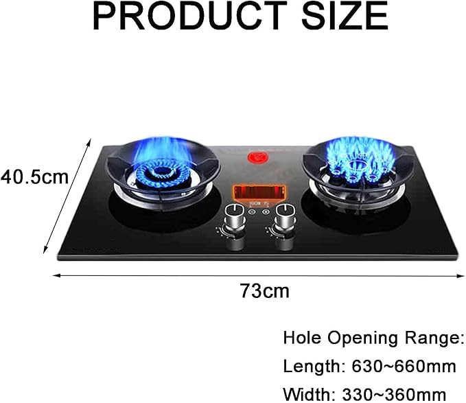 Estufa de Gas 2 Puestos, Panel de Vidrio Templado, Protección de Apagado miniatura 2