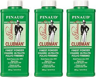 Clubman Pinaud Finest Classic White Powder for Men, 9oz 3-Pack - Talc-Free Sweat & Odor Control, Barber Shop Favorite