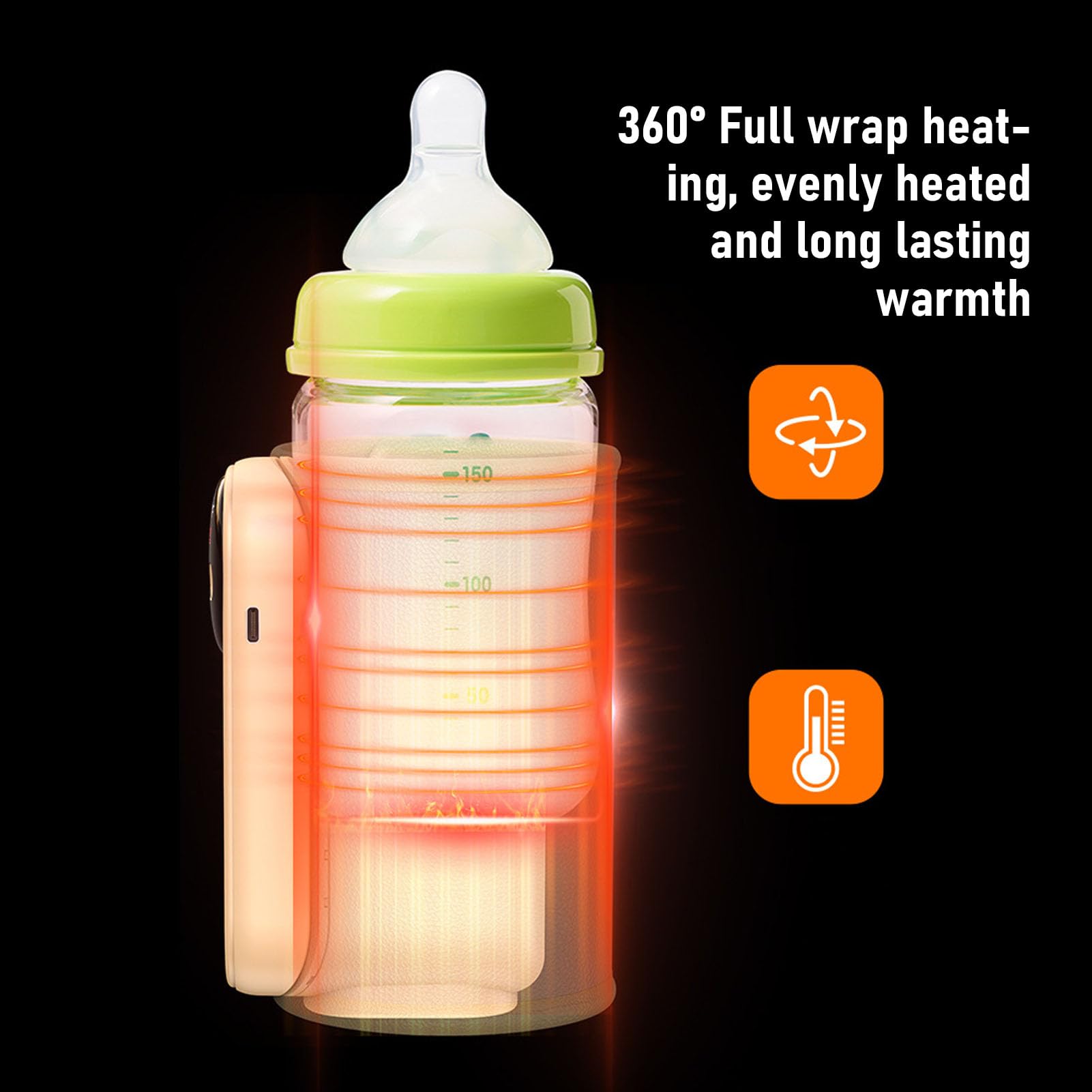 OPPWONG Scaldabiberon Portatile da Viaggio, Scaldabiberon a Riscaldamento Rapido, Ricaricabile da 8000 MAh con 11 Impostazioni di Temperatura, Luce Notturna e Display LED (Beige) (Beige)