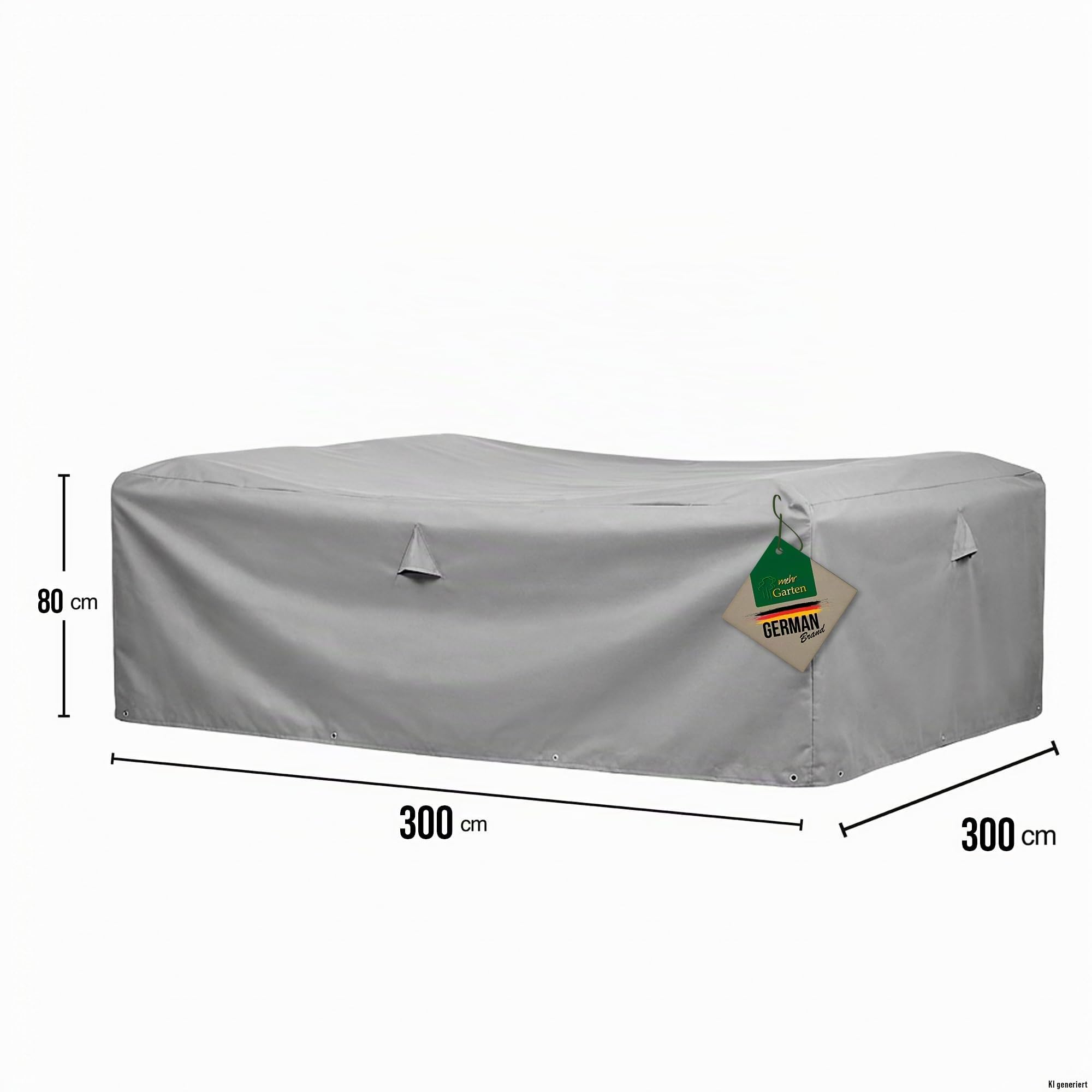 Schutzhülle Lounge rechteckig 300x300x80 cm, 600D Oxford | wasserdicht, UV-beständig, reißfest und winterfest - robuste Abdeckung für Gartenmöbel mit Kordelzug für sicheren Halt