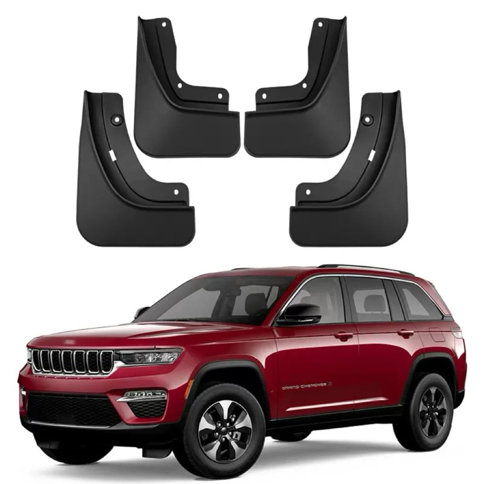 No Drill Mud Flaps Compatible with 2022-2026 Jeep Grand Cherokee 2-Row 5 Seats SUV, Custom Fit PP Material No Drill Required Splash Guards, All Weather Wheel Mudflaps Set of 4