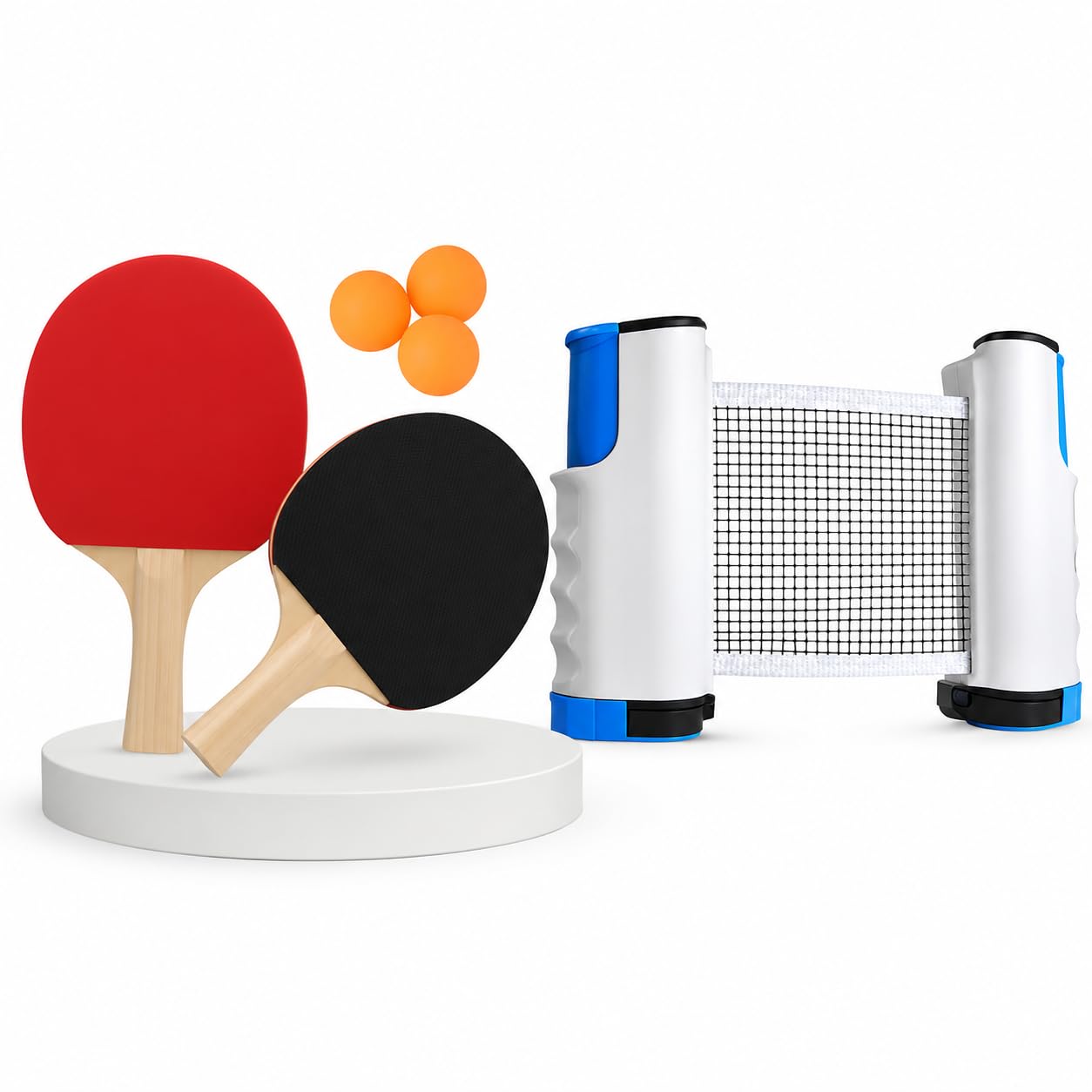 portable table tennis net set 2 meter with 2 ping pong paddles & 3 balls | retractable adjustable table tennis net for indoor & outdoor | fits most tables | complete ping pong kit