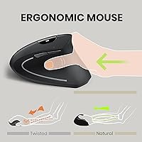 Vista 2 de Perixx PERIMICE-713 Wireless Ergonomic Vertical Mouse - 800/1200/1600 DPI - Right Handed - Recommended with RSI User