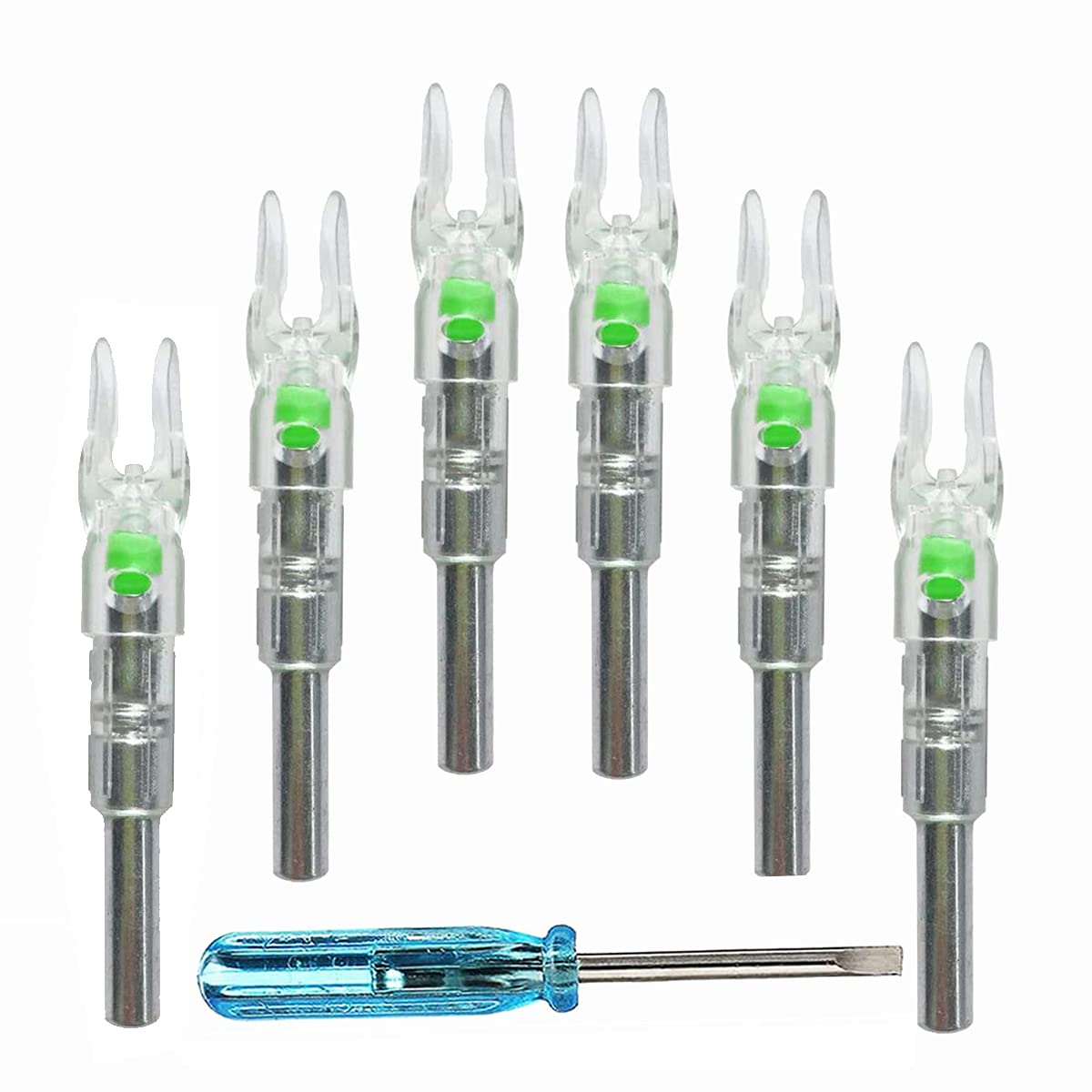 6PCS S LED Lighted Nocks for Arrow Archery Nocks Hunting LED Arrow Nocks Fits for Arrows with 0.244''/6.2mm Inside Diameter(Green) …