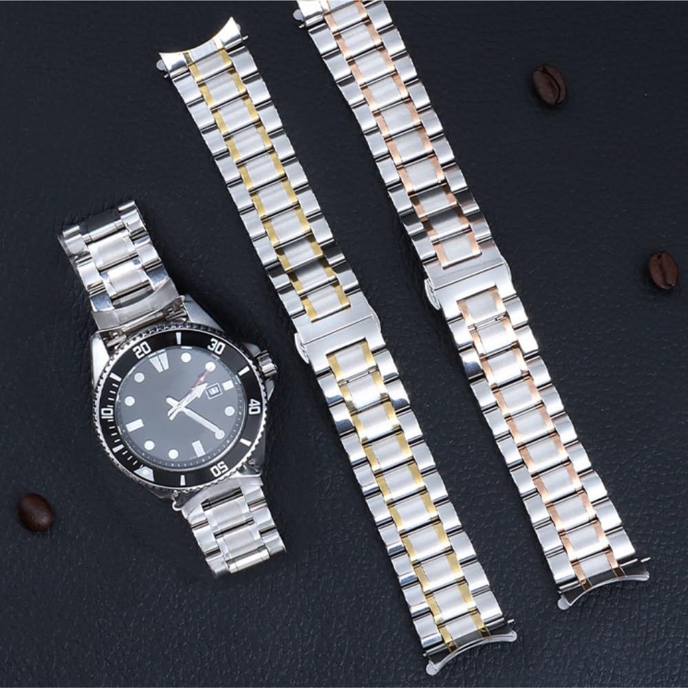 Orologi Cinturini curvi in ​​Acciaio Inossidabile Inossidabile 18 mm 20 mm 22 mm 24 mm in Metallo Flaio di Chiusura a Farfalla Universale