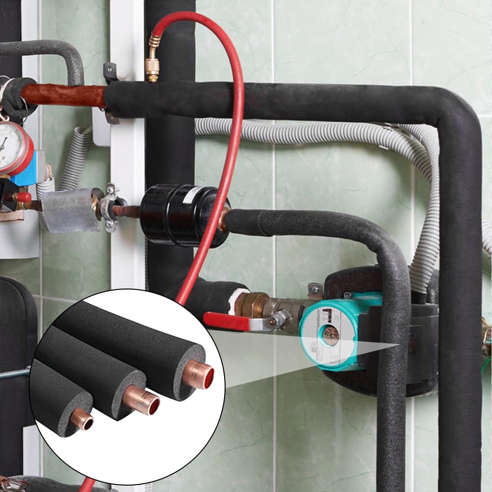 Isolation des tuyaux en caoutchouc, mousse - Diamètre 16 mm, Ø 22 mm, Ø 32 mm, isolation du tuyau 1,8 m, tuyau pour diamètre de tuyau, chauffage, sanitaire, tuyau en cuivre (noir, Ø 32 mm)