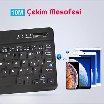 Lenovo Legion Y700 8.8 Tablet İçin Uyumlu Slim Şarjlı Türkçe Bluetooth Klavye ve Mouse Seti Siyah
