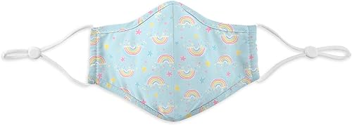 i play. by green sprouts Máscara facial reutilizable ajustable - Arcoiris aguamarina - Adulto M, Arcoiris aguamarina