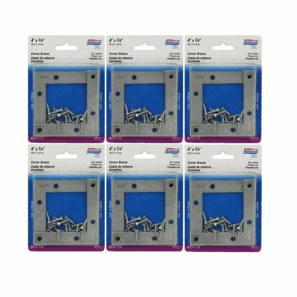 Bretelles d'angle National 10,2 cm x 3/4 po pour renfort d'assemblage bois en lot de 6