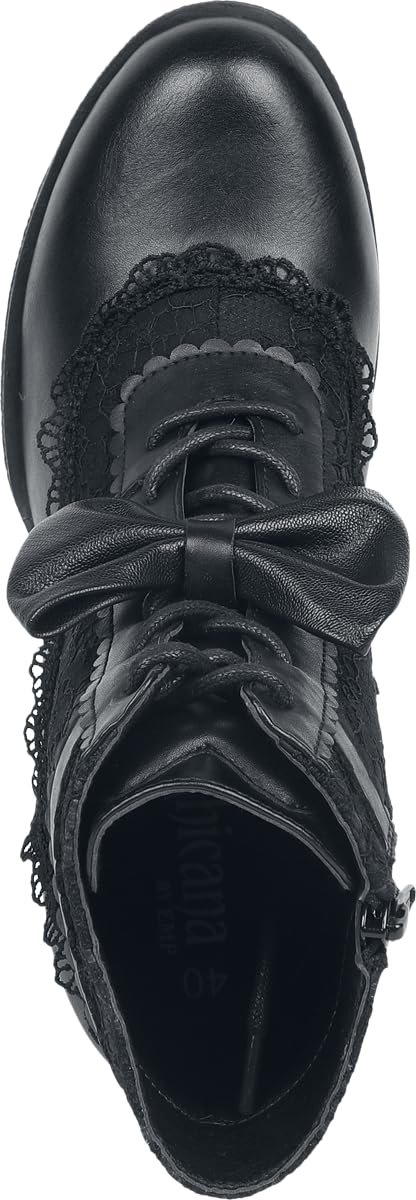 Gothicana by EMP Damen Schwarze High Heels mit Zierschleife, Reißverschluss und Schnürung