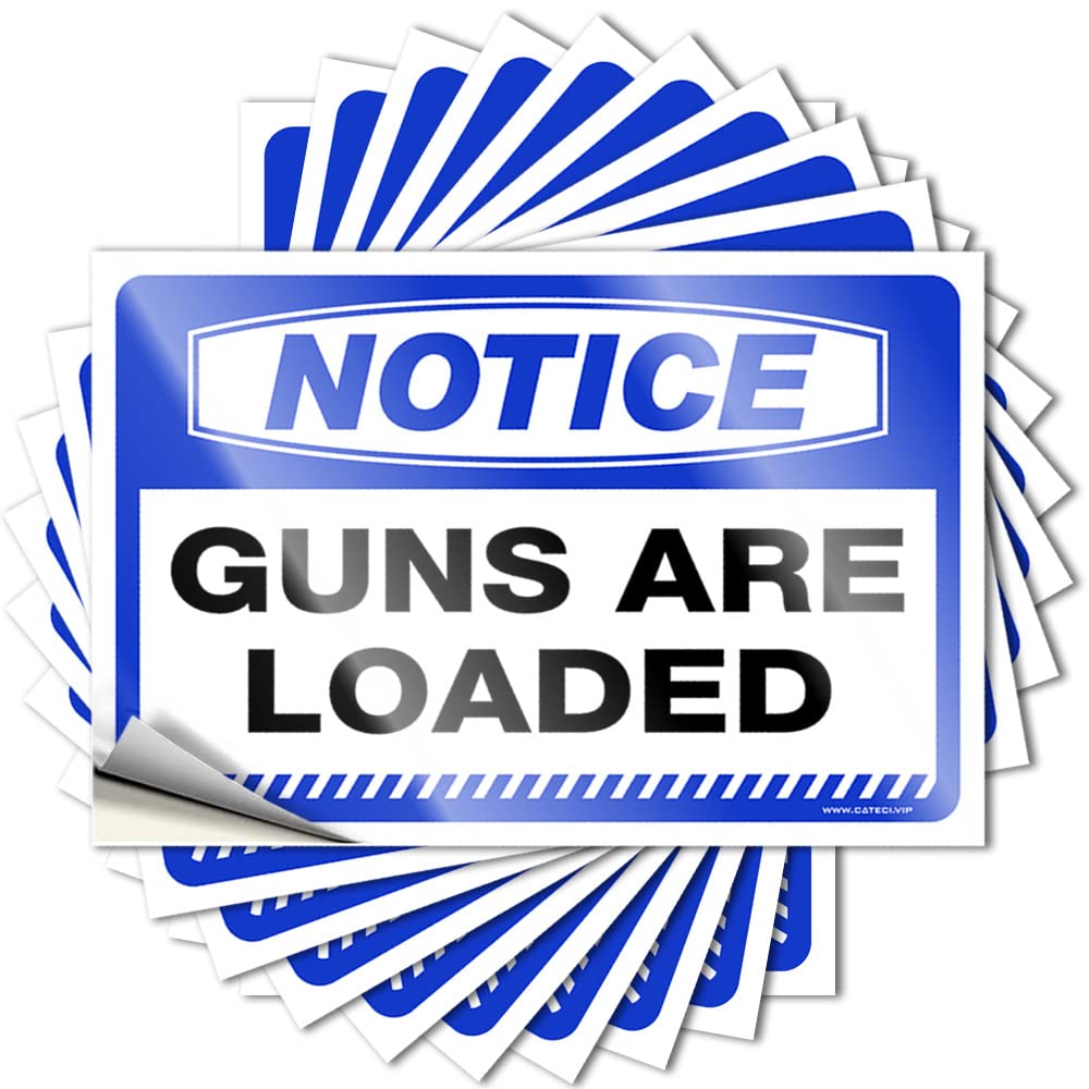Tool Decal Notice Guns are Loaded Stickers 10 Pcs Windshield Stickers for Cars Cave Door Sign(12X18CM)