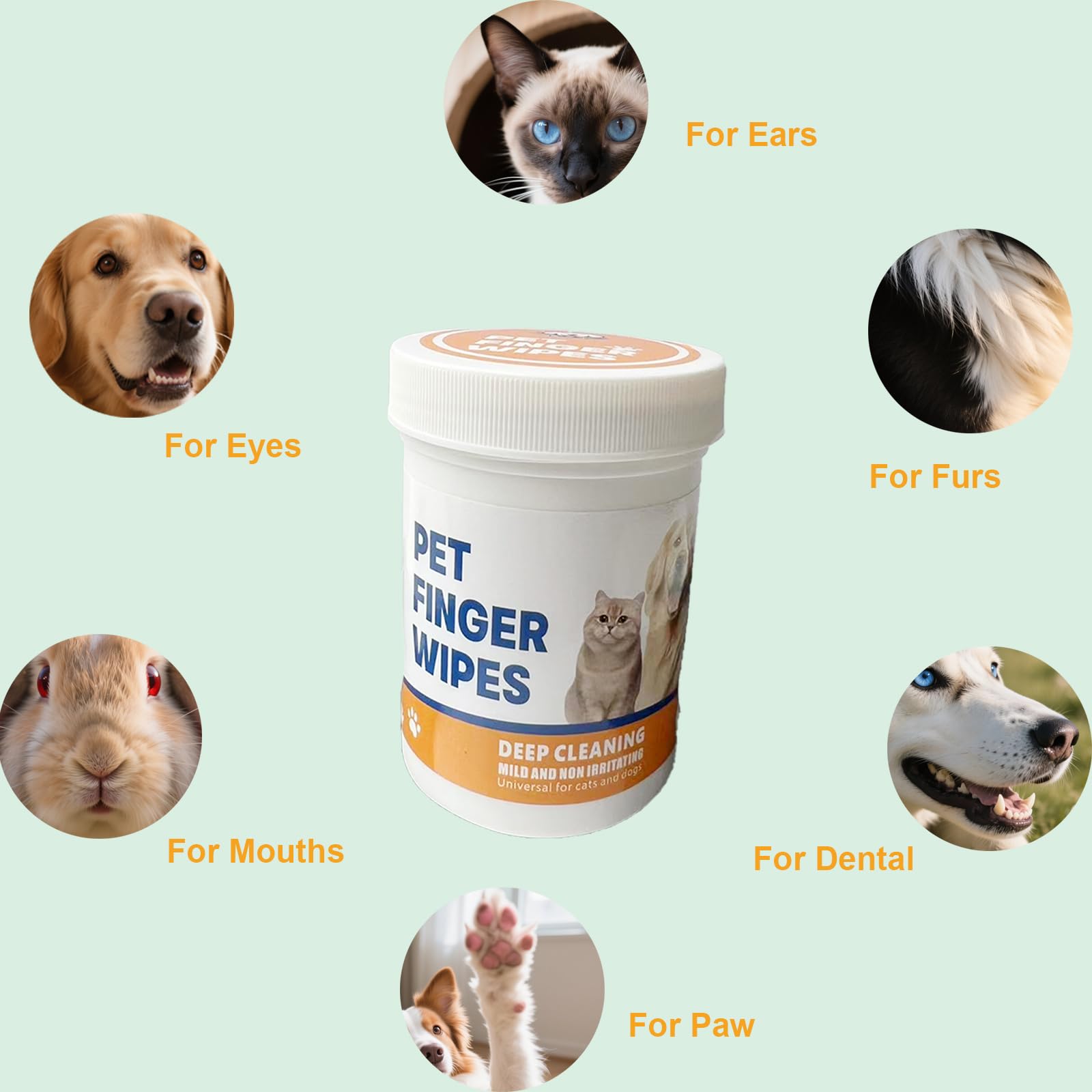 Pet Finger Wipes, Dog Ear Wipes for Dog Ear Infection Treatment, Gentle and Safe Pet Ear Cleaning Ear Cleaner for Allergies and Itching, Pet Dental Finger Wipes for Dogs and Cats, Furry Animals 50pcs - image 3