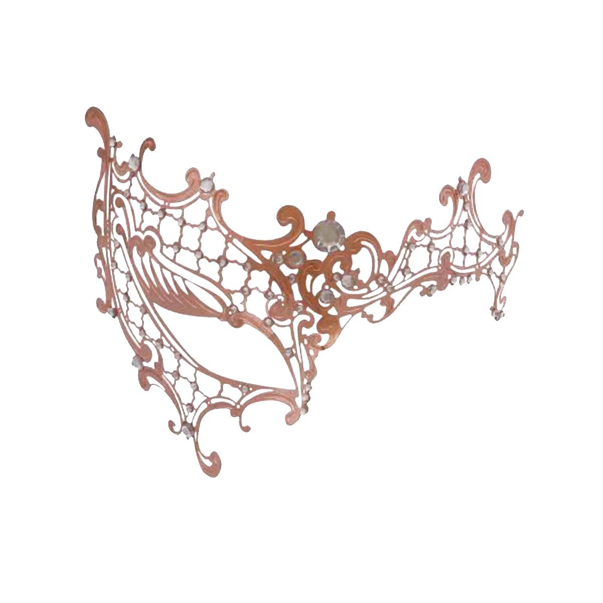 Masquerade Mask for Women Metal Mask Shiny Rhinestone Venetian Party Evening Prom Ball Mask Bar Costumes Accessory (Half Face Rose Gold)