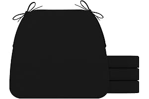 AAAAcessories D-Shaped Black 2'' Thick Cushions for Dining Chairs