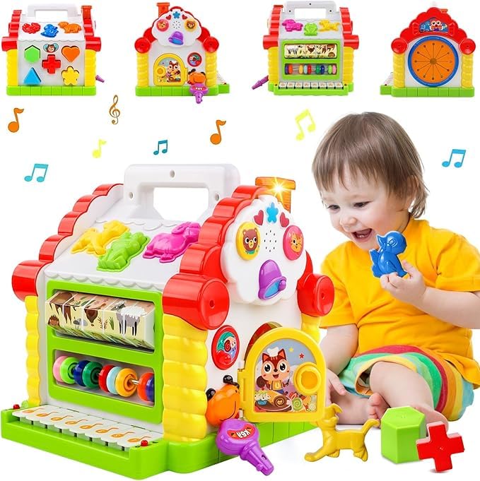 Roscoe Colorful and Attractive Funny Cottage 8 in 1 Montessori Music Early Educational Toy with Sound/Lights/Blocks/Animals for Toddlers, Learning House Birthday Gift for Kids (B0DF5DY7XM) Amazon Price History, Amazon Price Tracker