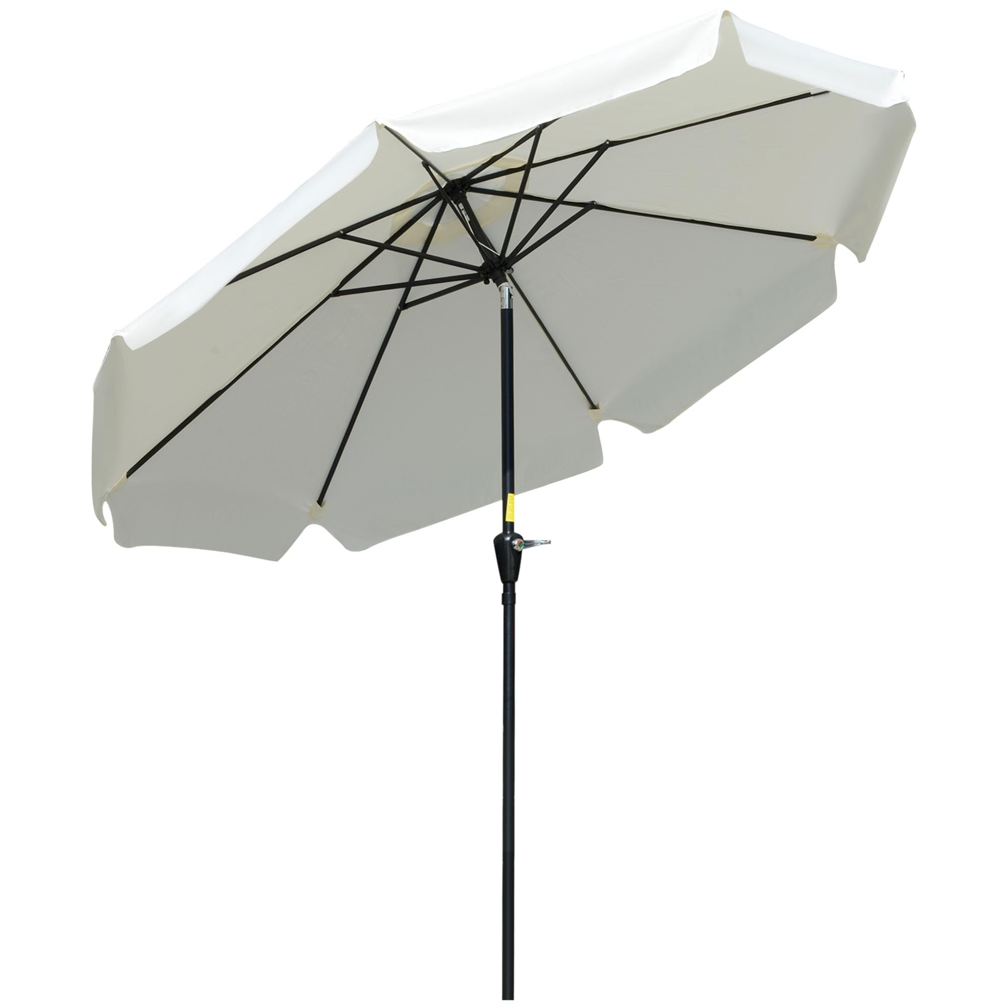 Outsunny 2.7m Patio Umbrella Garden Parasol - White - Metal/Polyester - Crank & Tilt Function