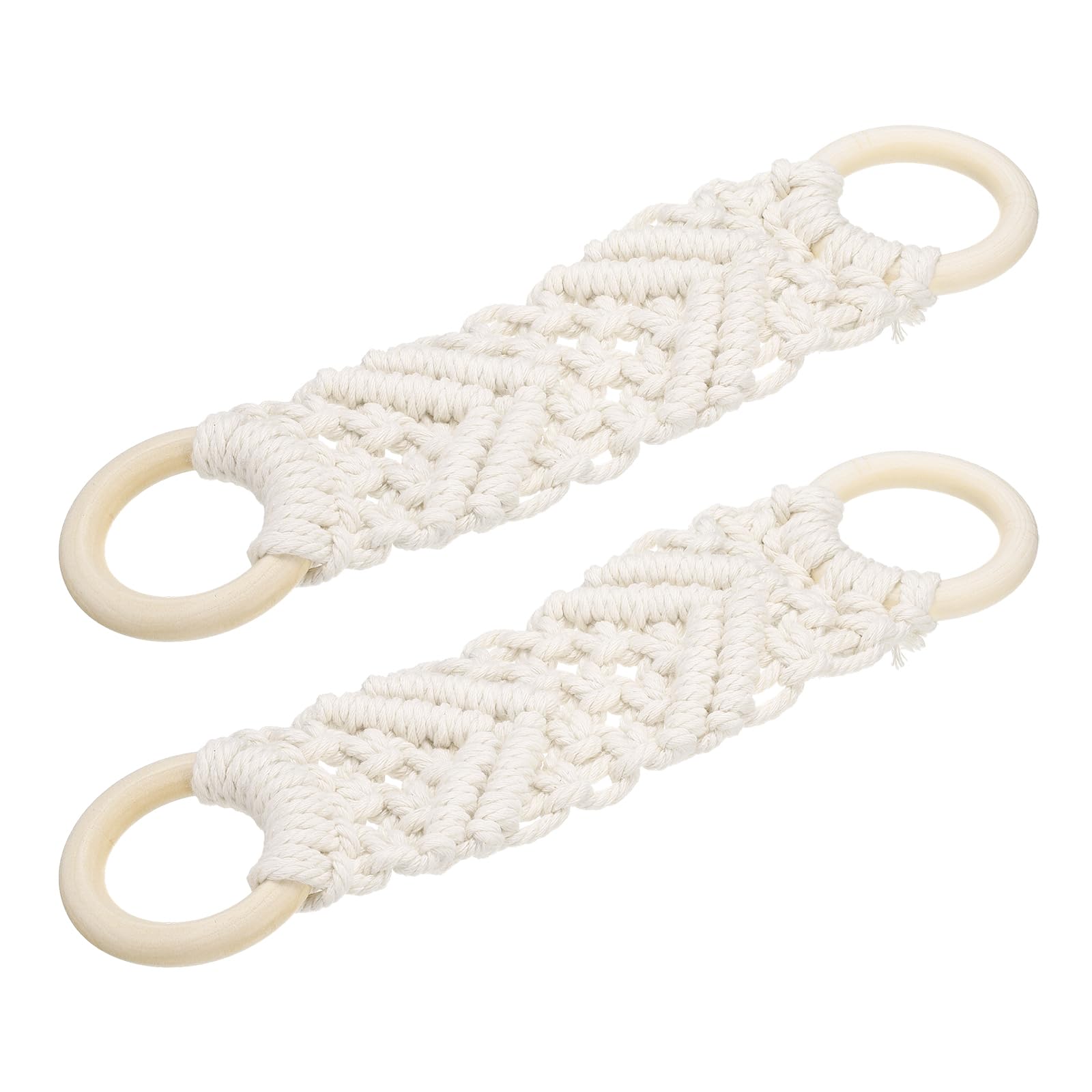 Porte-serviettes en crochet fait main crème 25x6cm lot de 2