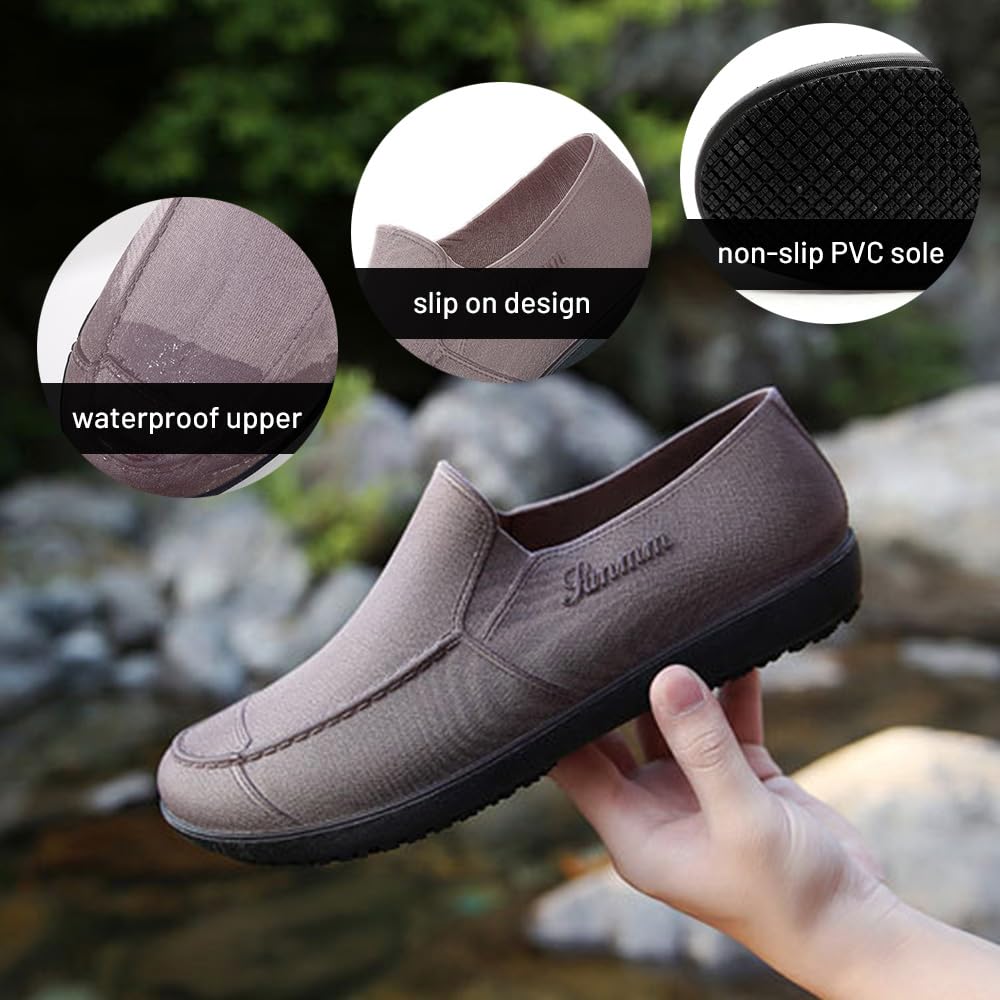 Rojeam Chef Shoes Men Lightweight Kitchen Shoes Women Work Shoes Waterproof Garden Hospital Restaurant Food Service Shoes, Brown, 8 US