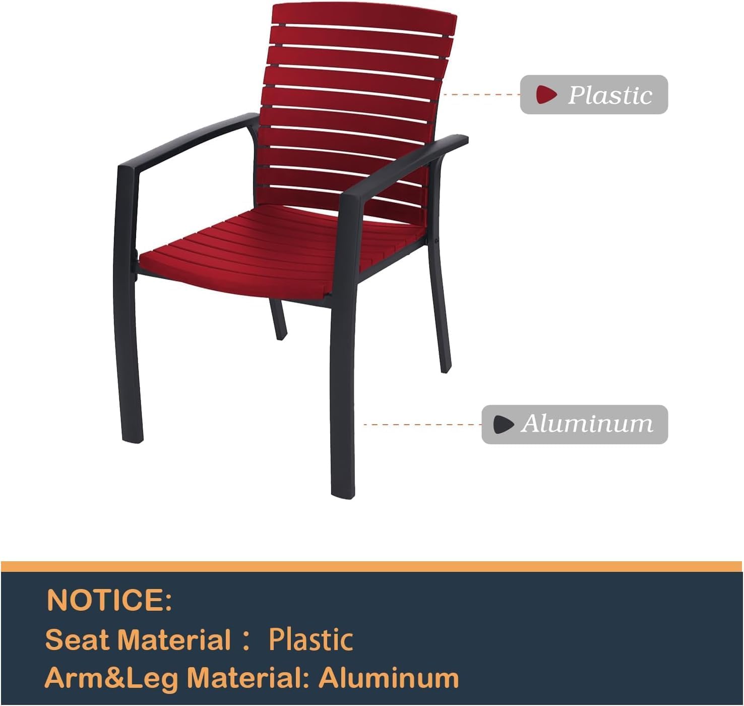 Anmutig 7-Piece Outdoor Dining Set, 6 Aluminum/Resin Chairs Chairs ＆ 60'' Rectangular Dining Table with All Weather Frame Furniture Set