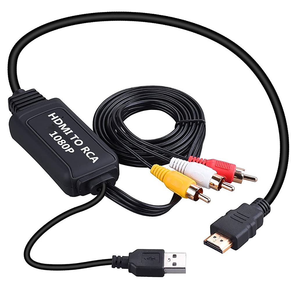 RSGK Convertidor 1080P HDMI a AV, Interfaz De Video HD a Cable De Conversión De Componente De TV Antiguo, Entrada 4K HDMI2AV HD a Cable Analógico HDMI a AV