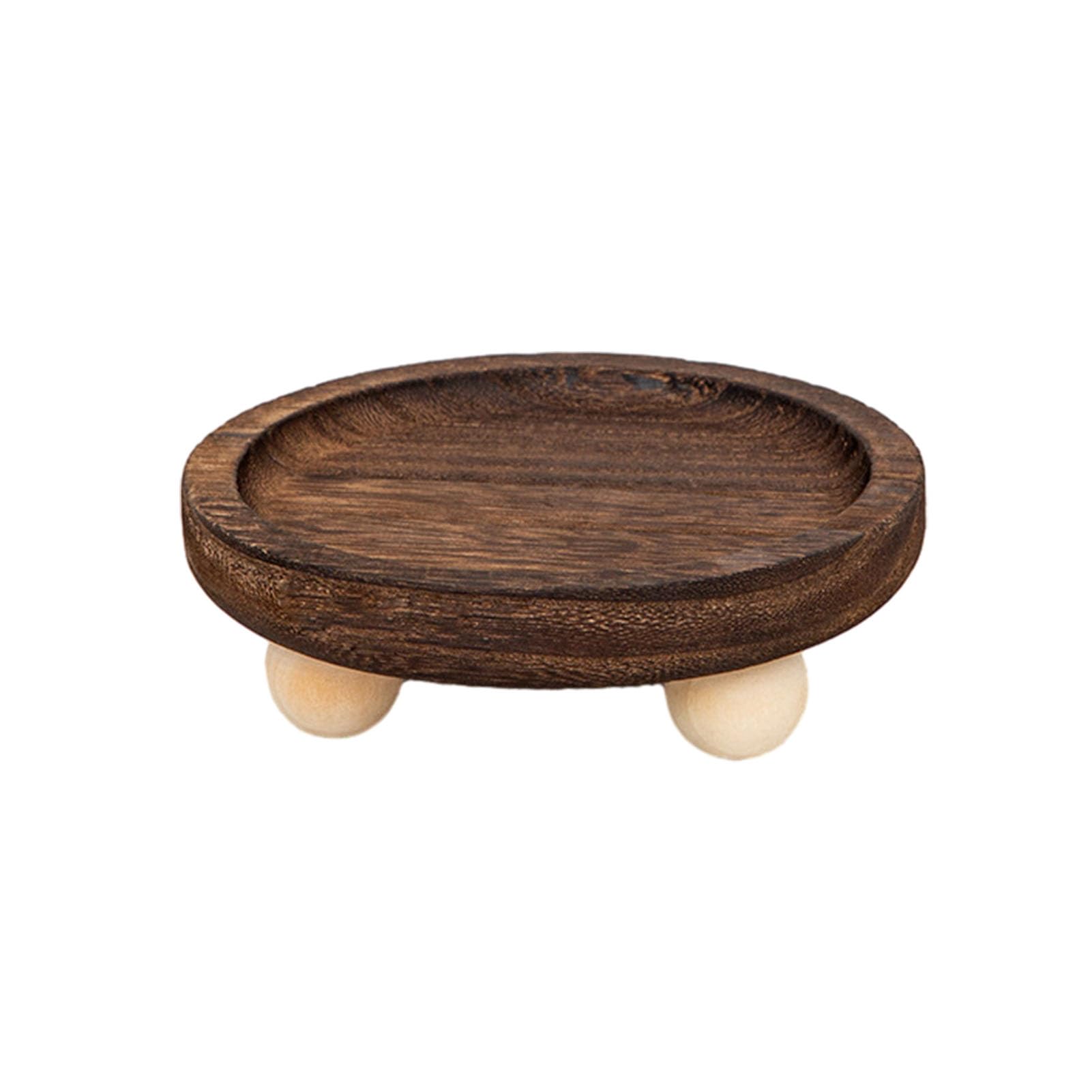 Glifora Wooden Riser Tray - Multi-Functional Round and Oval Decorative Tray Pedestal Stand, Bathroom Counter Jewelry Organiser Tray Decor