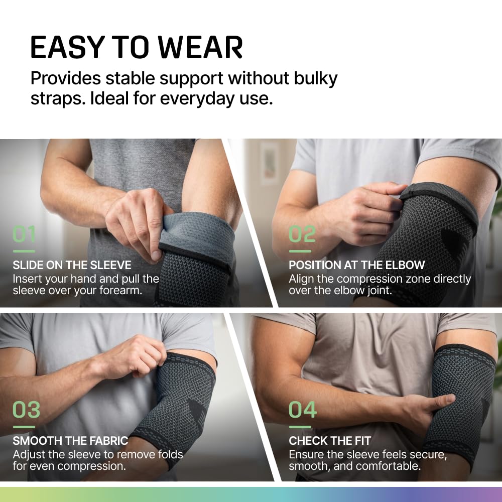 MODVEL Ellenbogenbandage – Kompressionsbandage zur Linderung von Gelenkschmerzen, Erholung, Sehnenentzündung, Tennis- und Golferarm – Workout & Gewichtheben – Einheitsgröße, für Männer und Frauen – 1